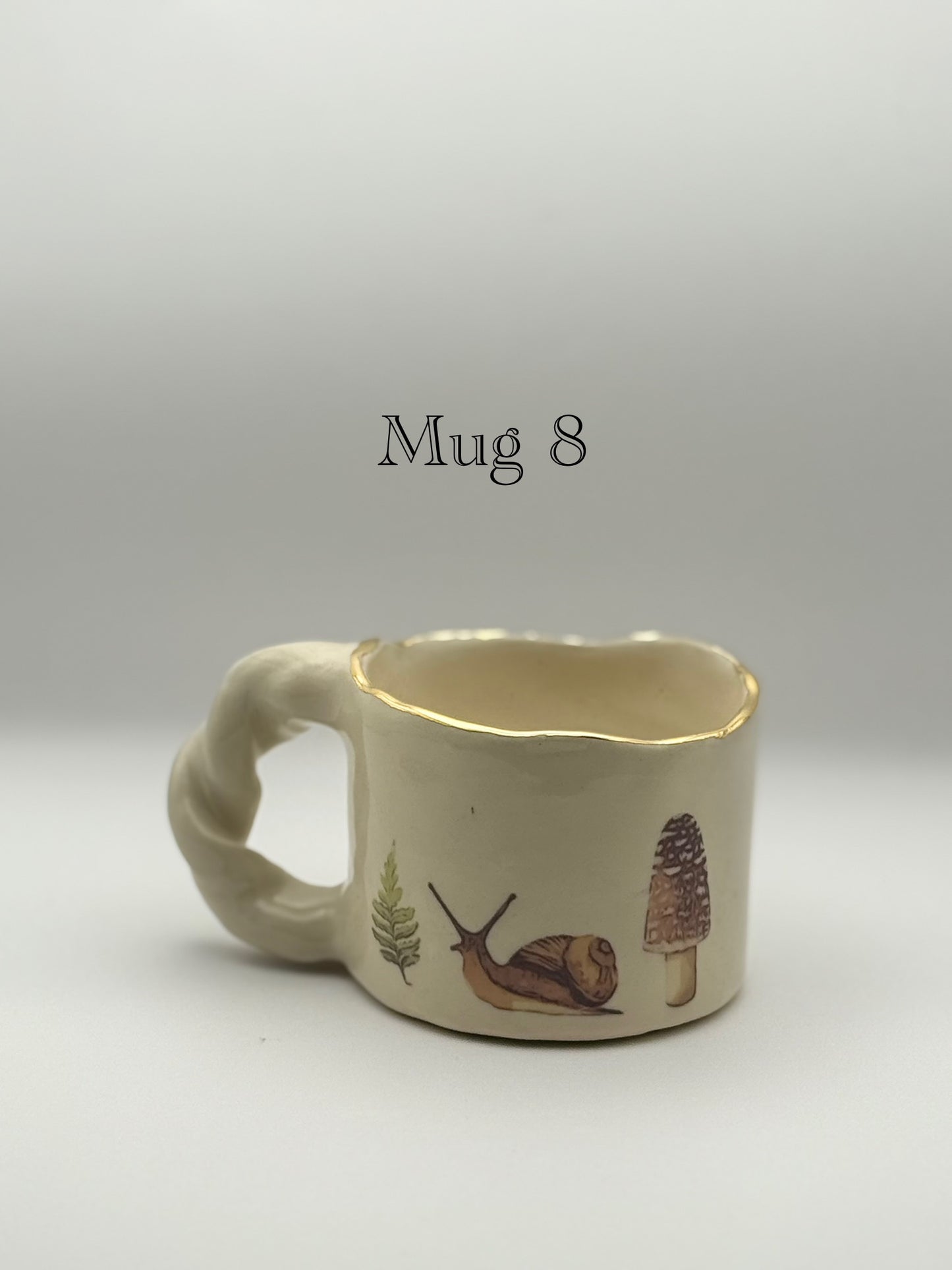 Snail Mug with Gold Luster