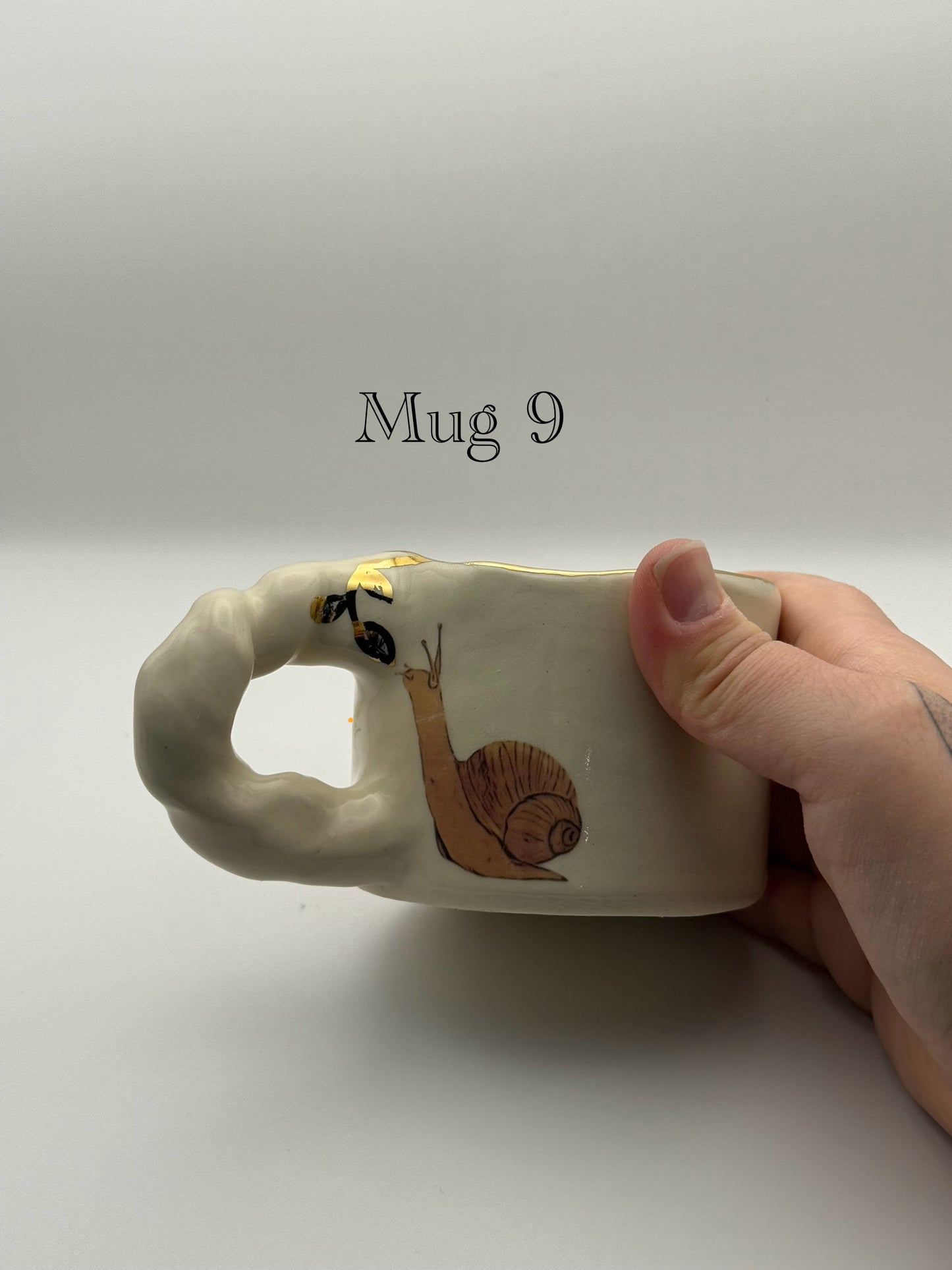 Snail Mug with Gold Luster