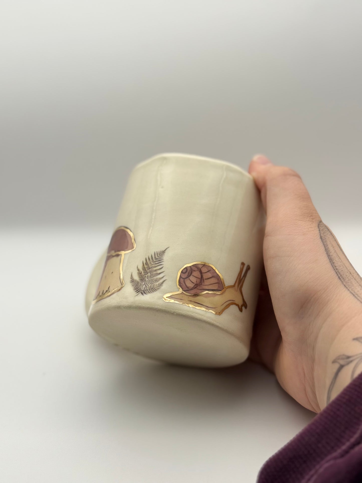 Snail Mug with Gold Luster