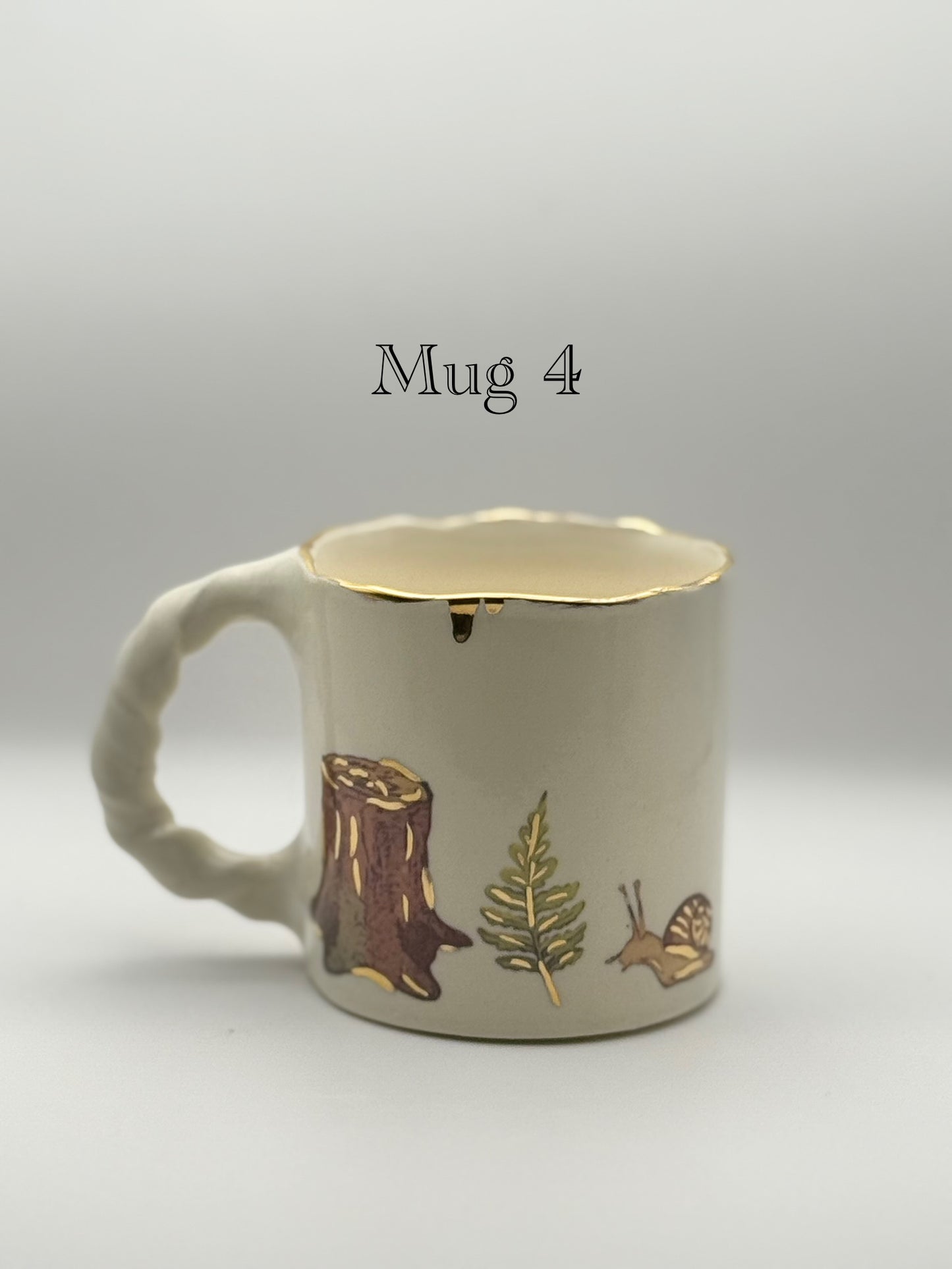 Snail Mug with Gold Luster