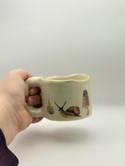 Snail Mug with Gold Luster