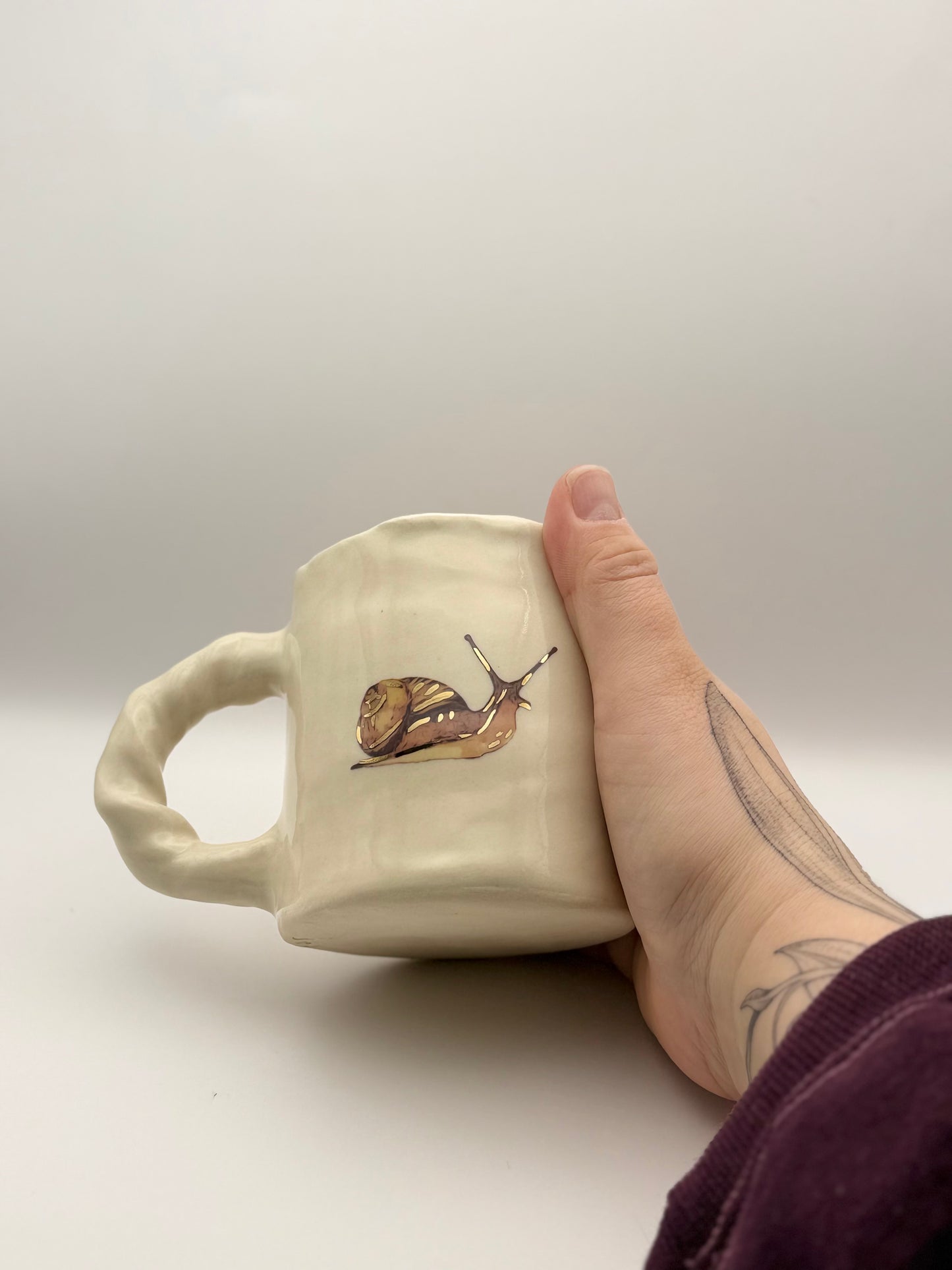 Snail Mug with Gold Luster