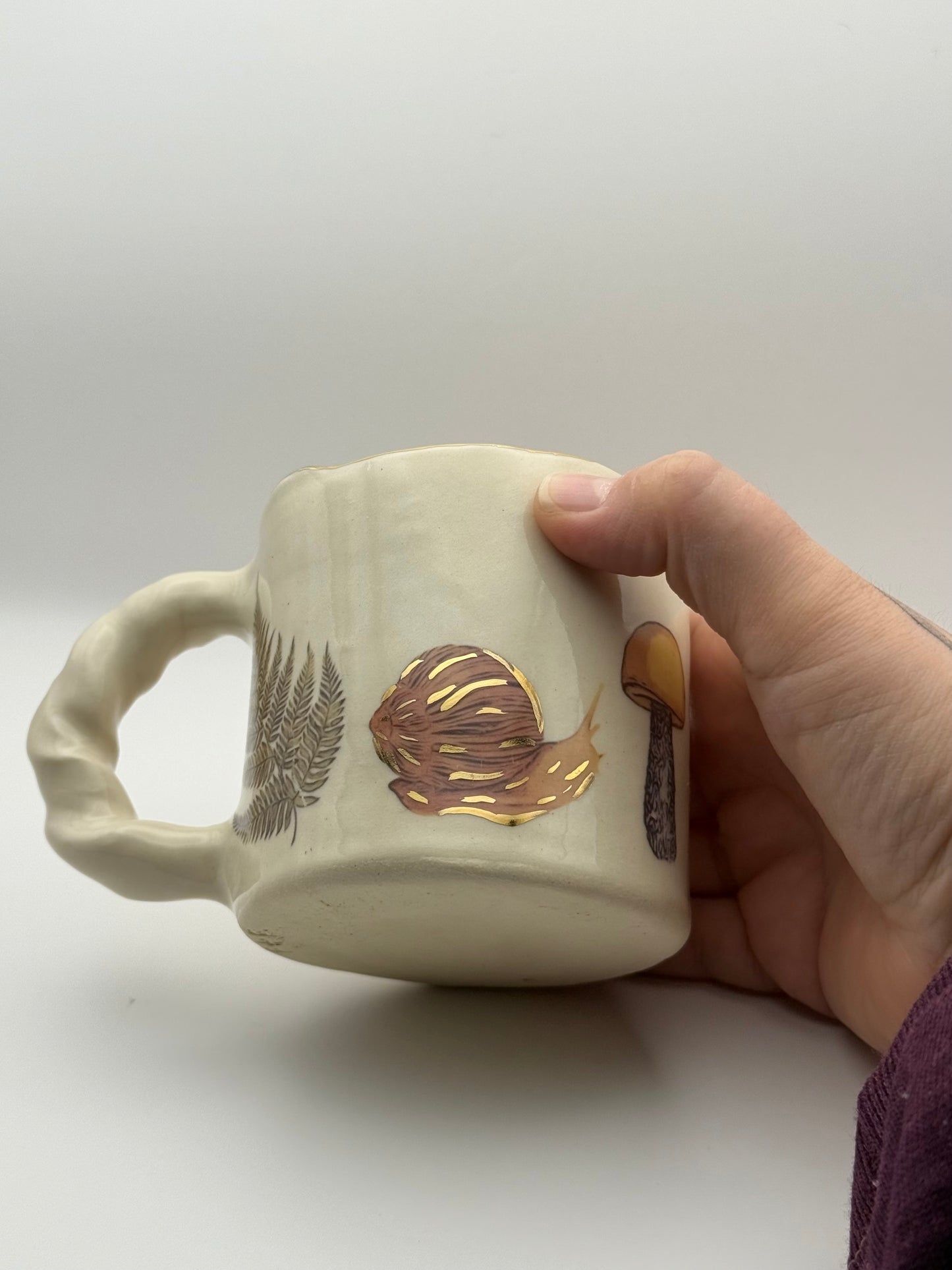 Snail Mug with Gold Luster