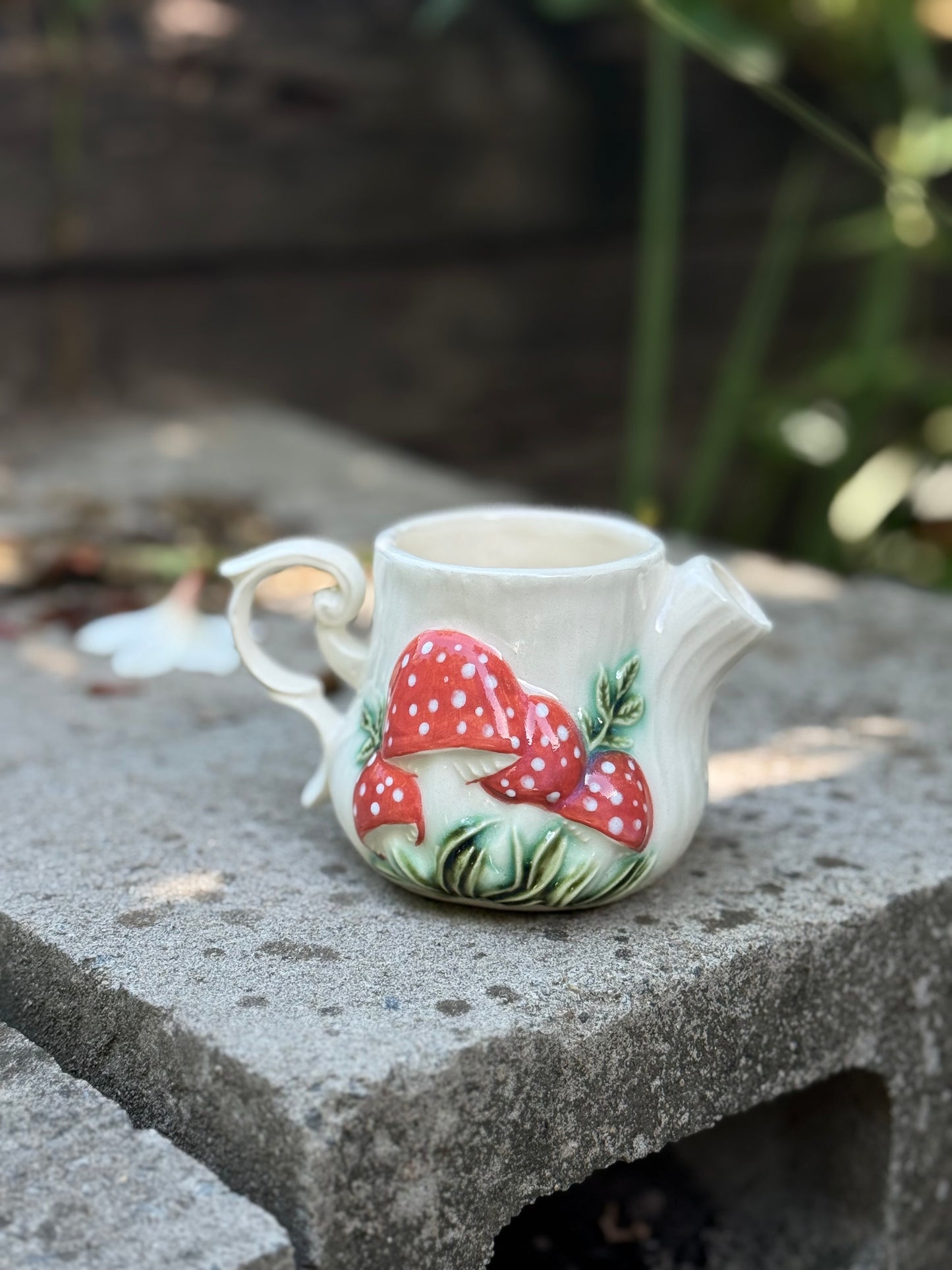 Merry Mushrooms Milk Jug