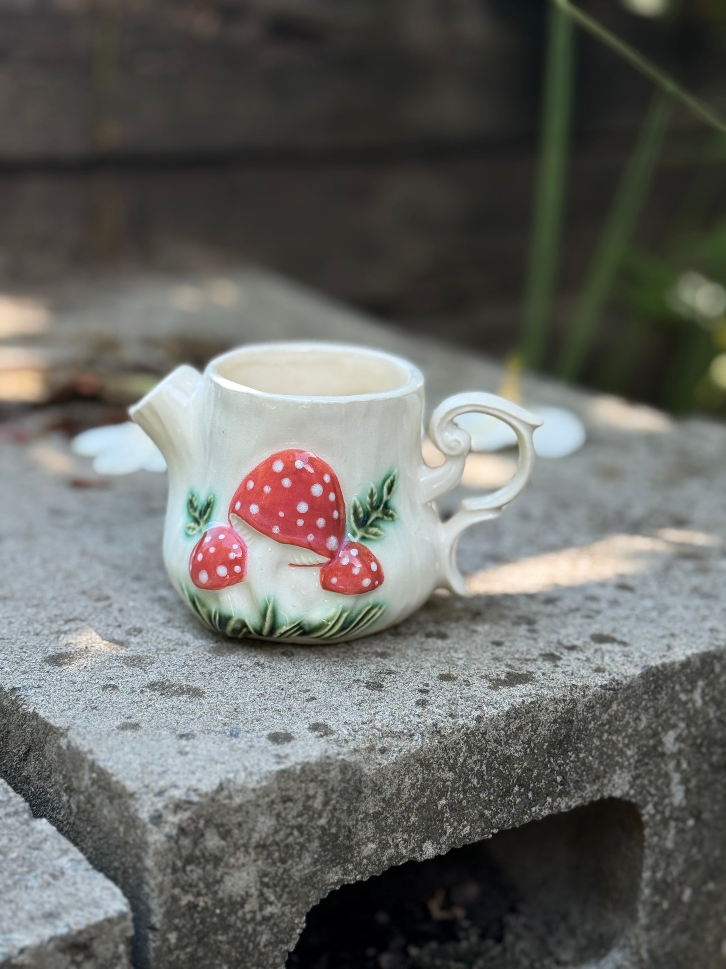 Merry Mushrooms Milk Jug