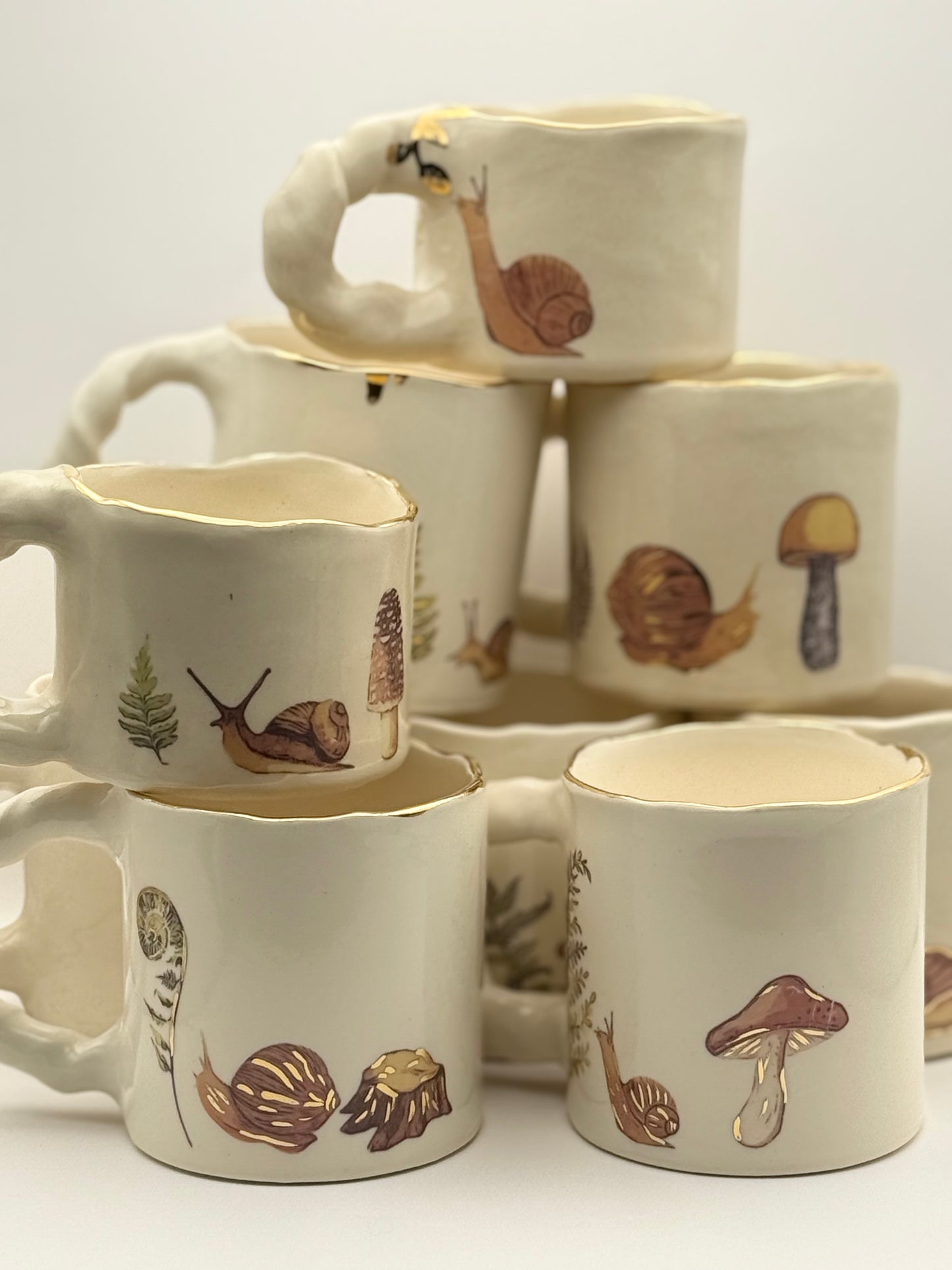 Snail Mug with Gold Luster