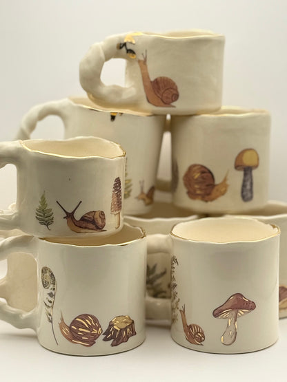 Snail Mug with Gold Luster