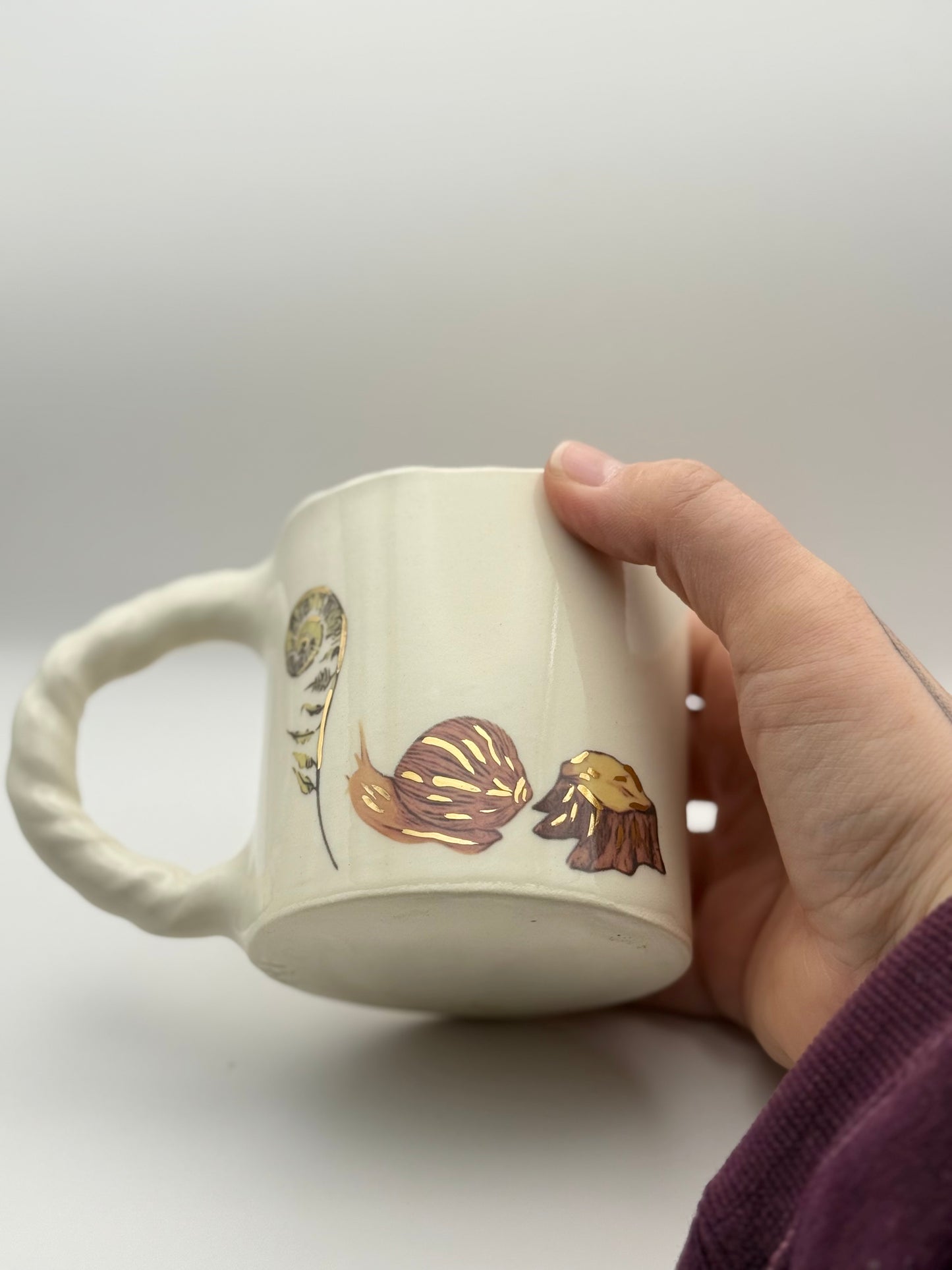 Snail Mug with Gold Luster