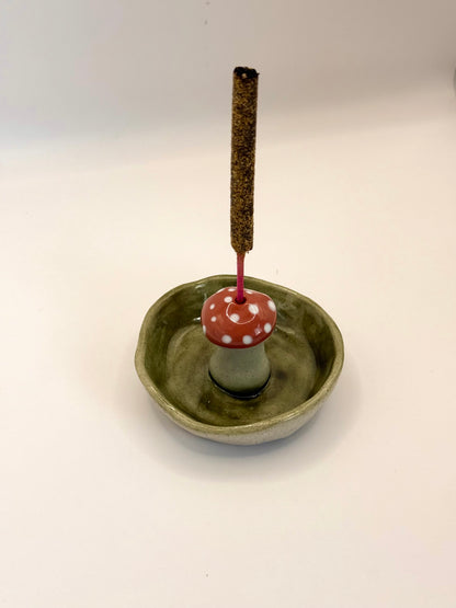 Mushroom Dish Stick Incense Holder