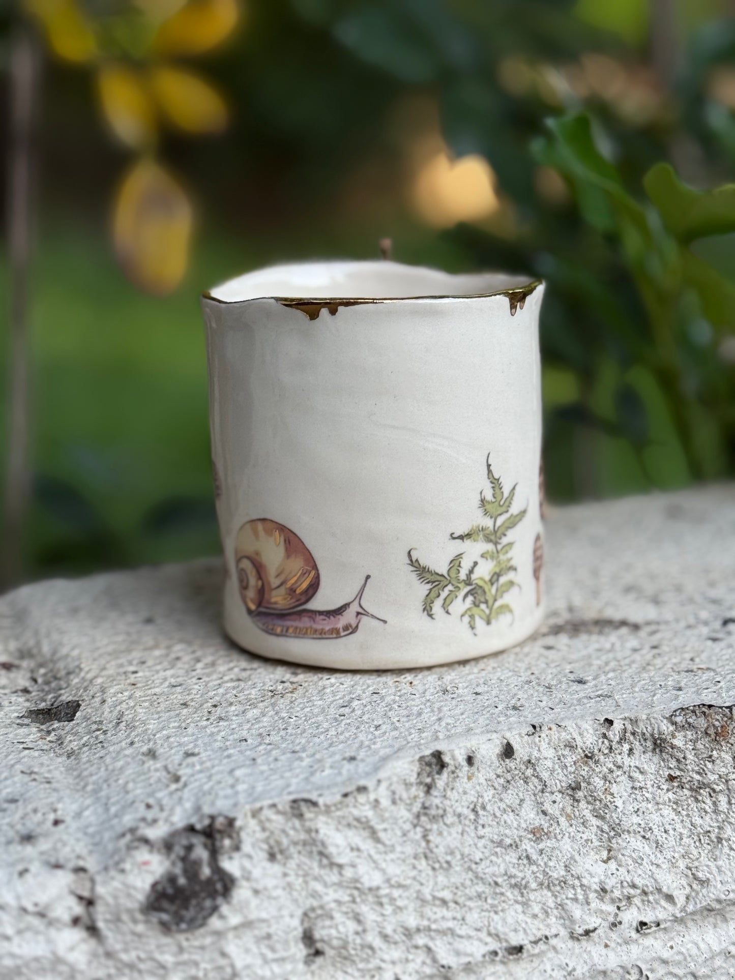 Snail Mug with Gold Luster