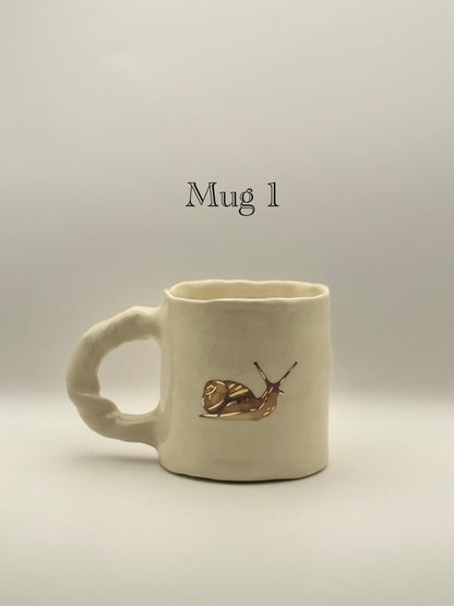 Snail Mug with Gold Luster