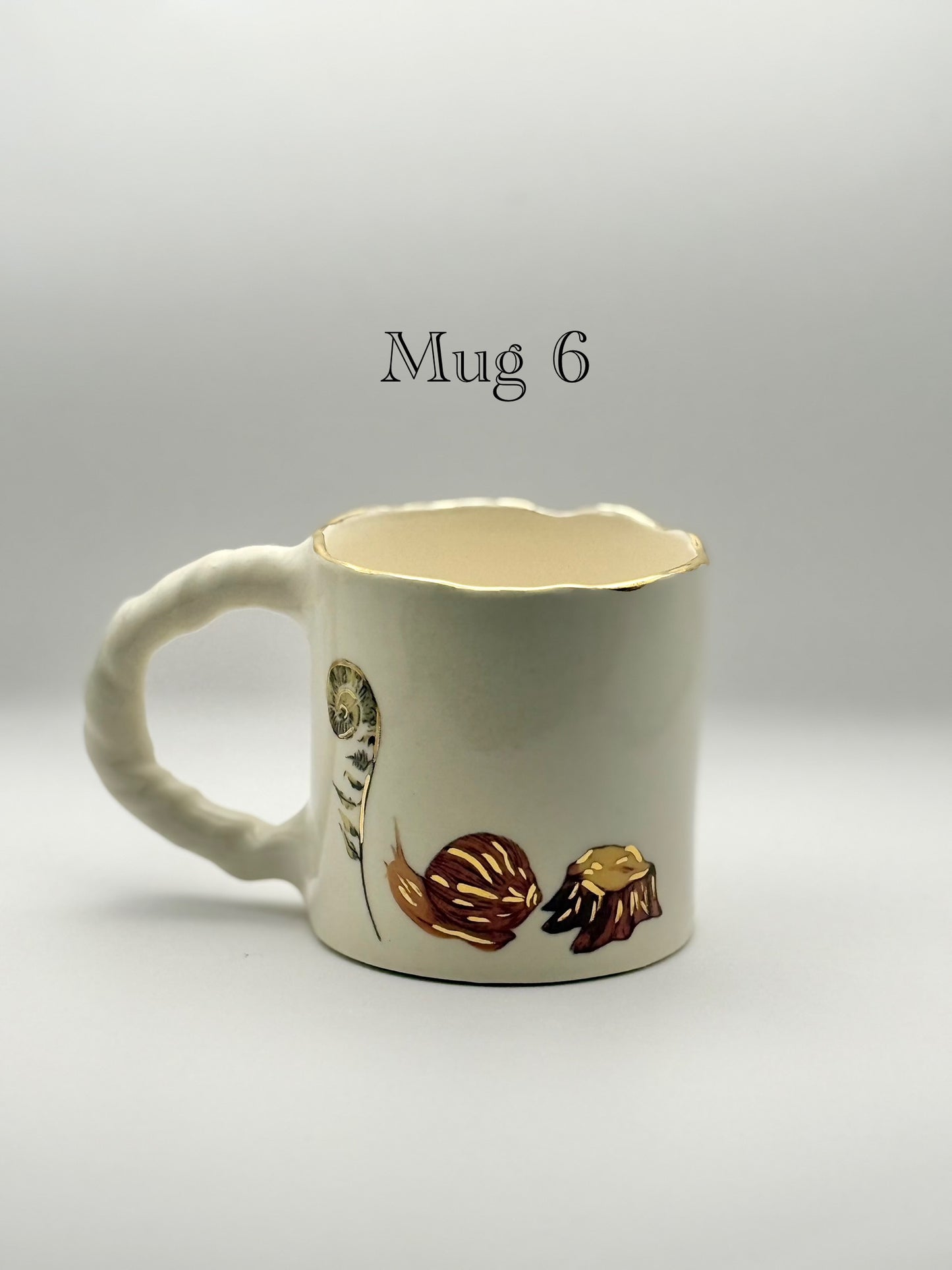 Snail Mug with Gold Luster